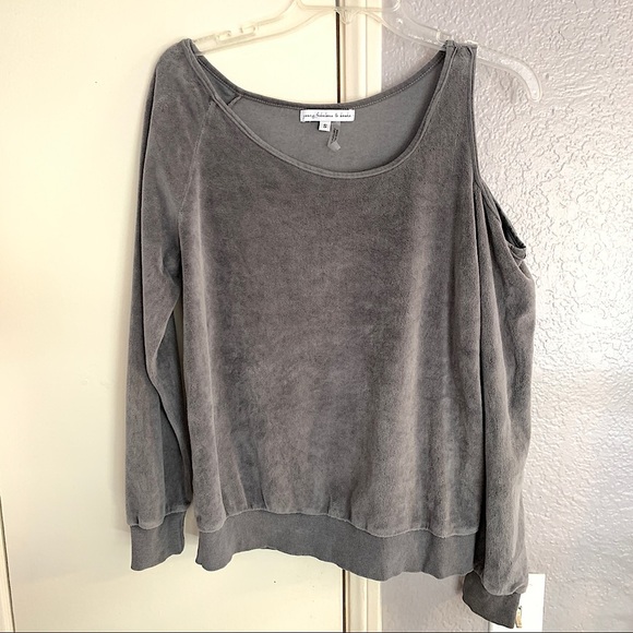 Young Fabulous & Broke Tops - Young Fabulous & Broke gray velour cut out long sleeve top Small / S